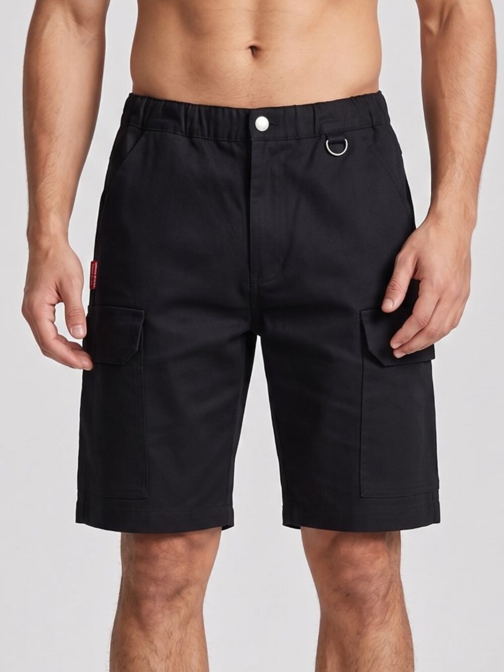 NWT Work Idea Black Cotton Blend Elastic Waist Utility Cargo Shorts Small